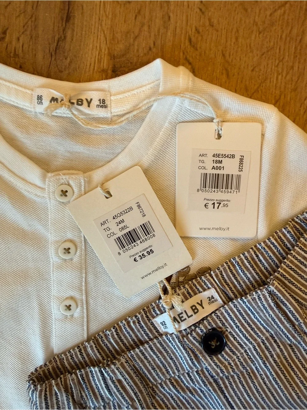 Kids White 'Golf Club' Henley Tee & Blue Stripe Shorts Matching Set by Melby